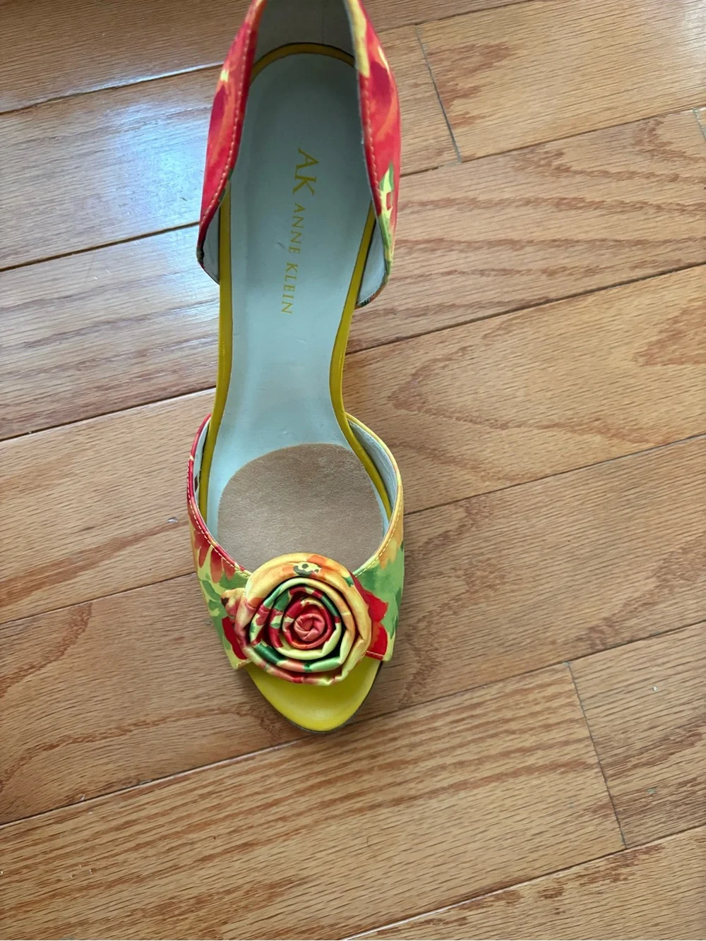 Anne Klein Yellow Floral D'Orsay Heels